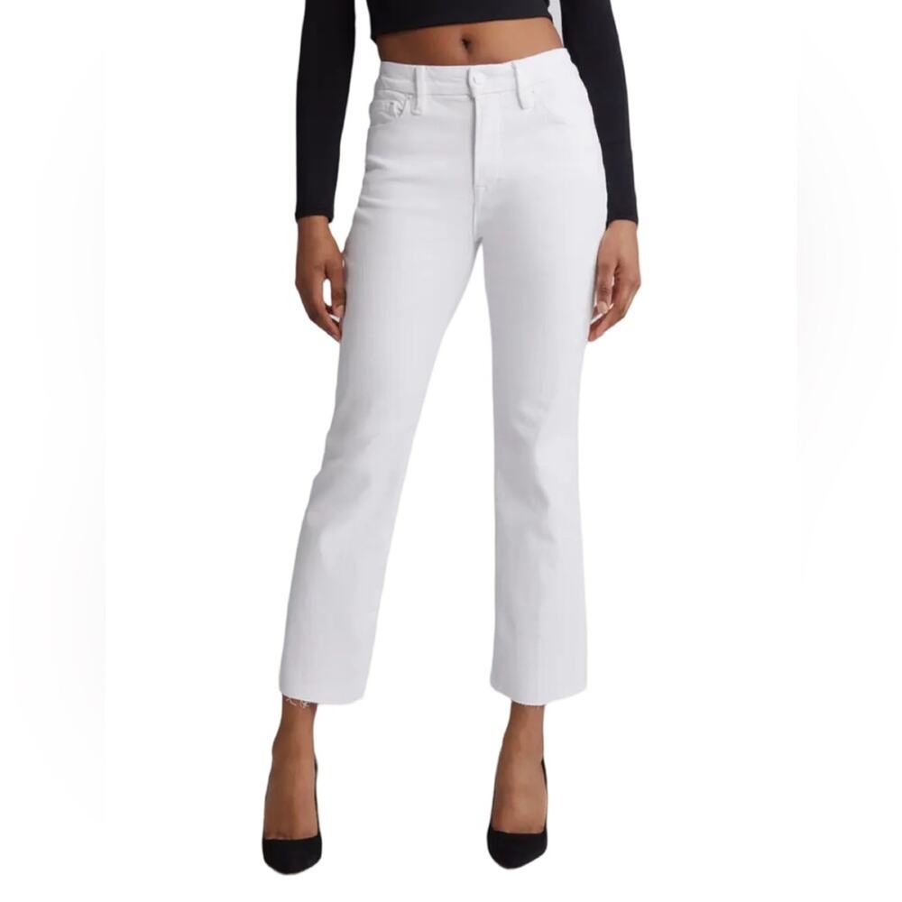 Good American Good Legs Straight Raw Hem Jeans White Women’s Sz 20